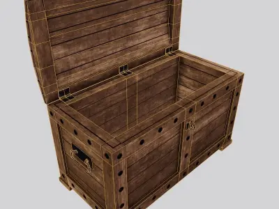 Chest wooden Low-poly 3D model
