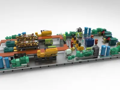 Full Layout engine room ship 3d 3D model