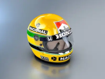 Ayrton Senna Monaco GP Helmet Version 1988 3D model