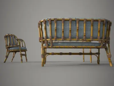 Chair Sofa Table for terrace 3D model
