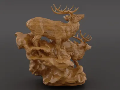 Deer Clock Stand  3D Printable  Sculpture with Clock Slot 3D print model