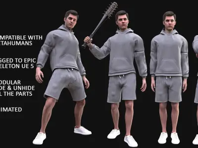 Man Sport Outfit - Modular - Rigged Low-poly 3D model