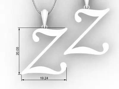 Letter Z  NECKLACE pendant  3D print model