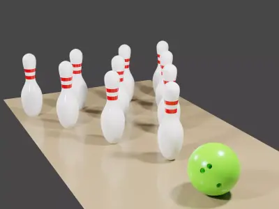 Bowling Ball and Pins Free 3D model