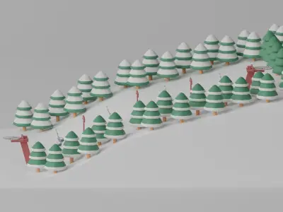 Ski Slope Lift Mountain Pack 3D model