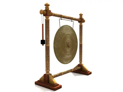 Asian classic decorative gong Low-poly 3D model