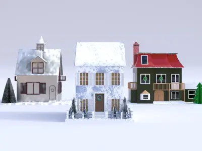 Putz House Christmas Low-poly 3D model