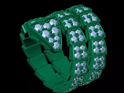 Snake Diamonds Ring and Bvlgari Serpenti Earring 3D print model 3D print model