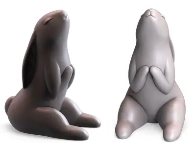 Cute Happy Rabbit Statue Home Decor 3D print model