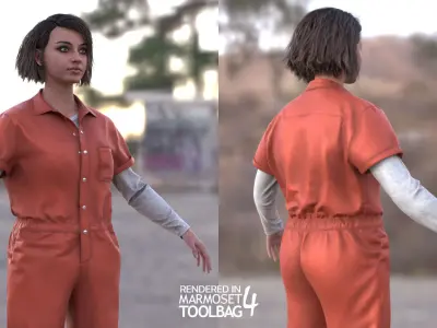 Woman - Prisoner - Modular - Rigged Low-poly 3D model