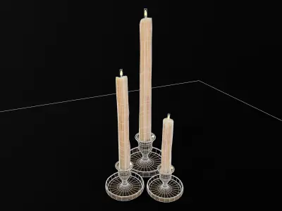 Medieval Elegant Brass Candle Stick Set Low-poly 3D model