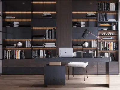 Modern Bookshelf Low-poly 3D model