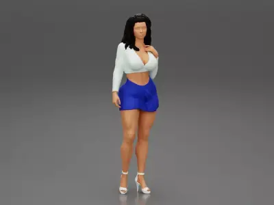 Young woman in a short skirt 3D print model