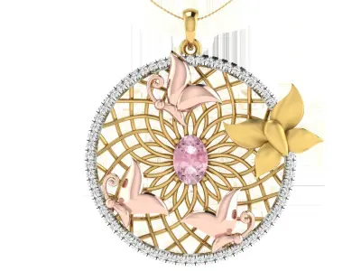 Solitaire Women Pendant 3dm STL OBJ FBX Renders Details 3D print model