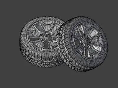 realistic Low poly with high detailed Wheel model Low-poly 3D model
