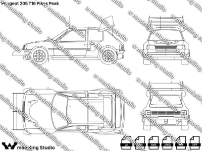 Peugeot 205 T16 Pikes Peak blueprint Texture