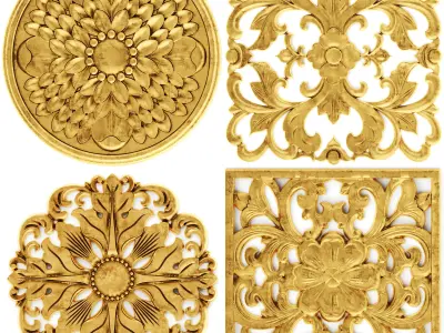 Stucco collection ceiling rosette 2 3D model