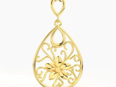 Gold Drop Earring 3D print model