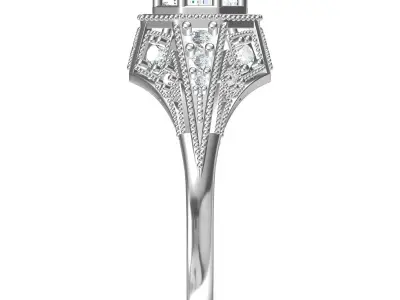 Solitaire Engagement Art Deco Ring 3D print model purchase