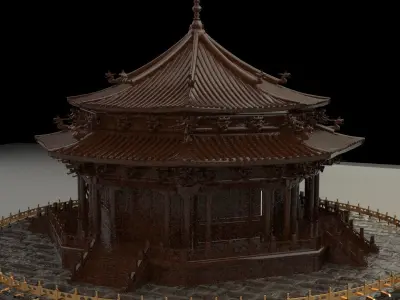 Chinese wooden house 3D model