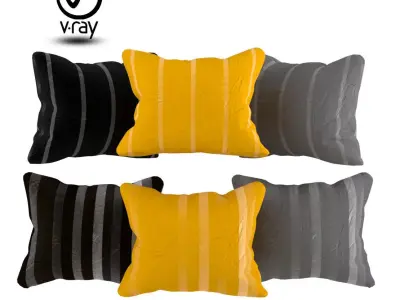 Pillows set throw for sofas and chairs 3D model