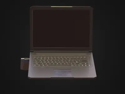 Black Oldschool Laptop Notebook Low-poly 3D model