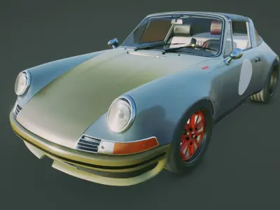 Porsche 911 Backdate Targa Low-poly 3D model