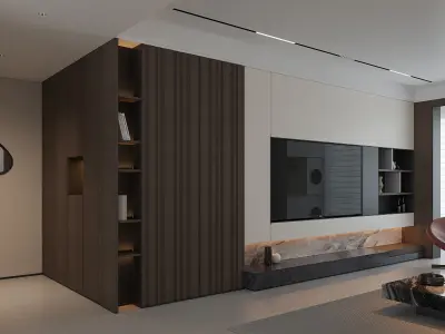 Modern Luxury Living and Dining Room Interior Scene 3D model