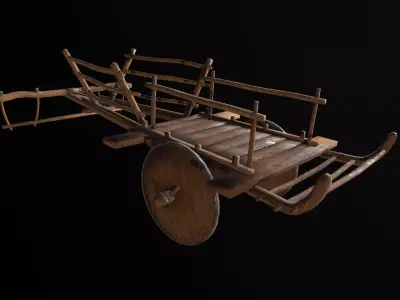 Ox Cart Low-poly 3D model