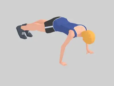 Push Up  Exercise Woman Animation Low-poly 3D model
