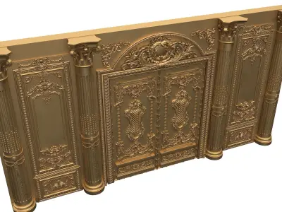 Classic Door Royal style gold plated 1 3D model