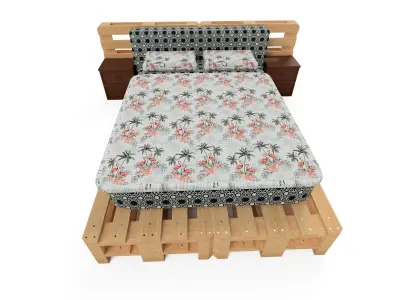 Bed with pallets 3D model