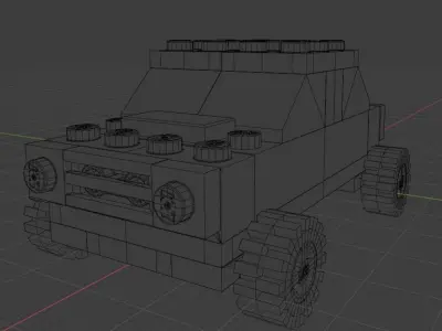 Hi-poly Lego Yellow Car 3D model