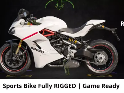Ducatti Bike Sports bike 3D Model Fully RIGGED and GameReady Low-poly 3D model