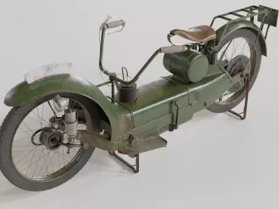 1921 Ner-a-car classic bike green PBR textured model 3D model