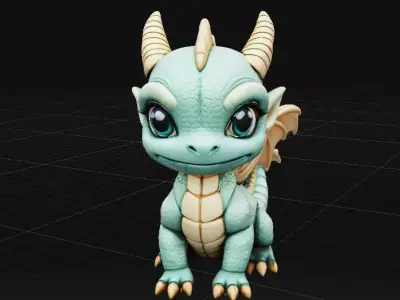 Articulated Cute Dragon Hatchling Flexi Toy 3D Print Model 3D print model