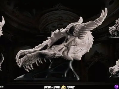 Dragon SKull With Holder 3D Printing Stl Free 3D print model