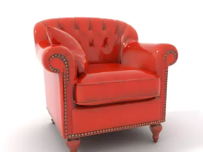 Vintage Leather Armchair model pack Low-poly 3D model