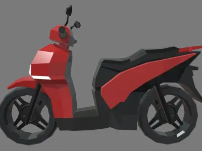 Low Poly Motorbike 04 Low-poly 3D model