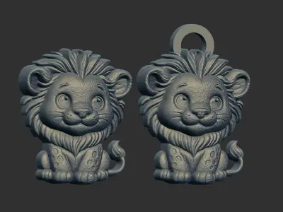cartoon lion keychain cnc model 3D print model