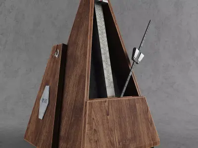 Metronome wooden music box with triangle on top 3D model