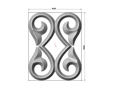 Double floral scroll decoration relief 3D print model