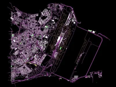Changi SIN Airport Singapore Roads Buildings Public Transport 3D model