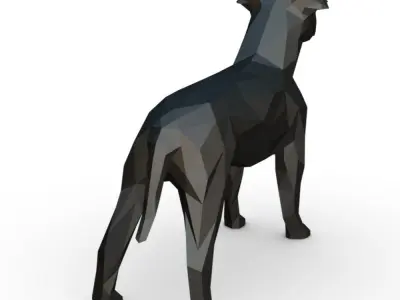 amstaff low poly polygonal dog 3D print model