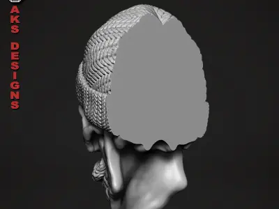 skull with cap version 2 bas relief for cnc 3D print model