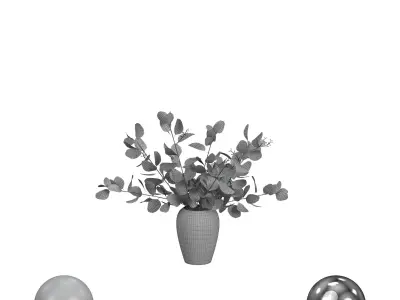 Bouquet of Eucalyptus in White Vase 3D model