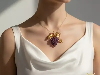Gilded Vine Royal Amethyst Grape Pendant 3D print model