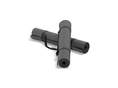 Black Twisted Yoga Mat Set - two gym roll yogi pad with handles 3D model