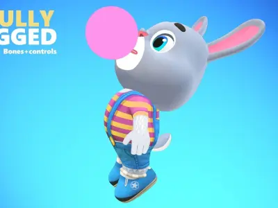 Rabbit Bunny Hare Animated Rigged Low-poly 3D model