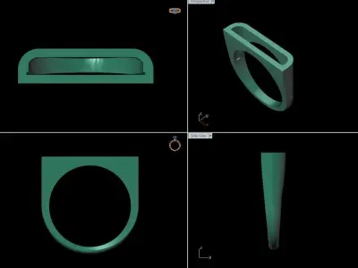 alphabet ring letter D 3D print model